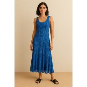 Jones Wear‎ Dress Blue Paisley Sleeveless Tiered Maxi Summer Casual Womens Sz 8